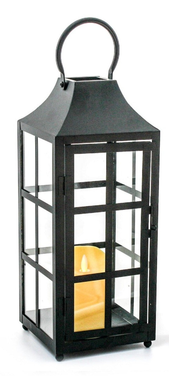 Black Metal Lantern Incl Moving Wick Candle