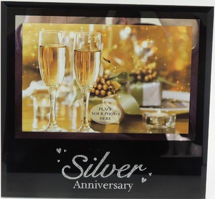 Silver Wedding Anniversary Frame (Black) - Simply Special Invercargill