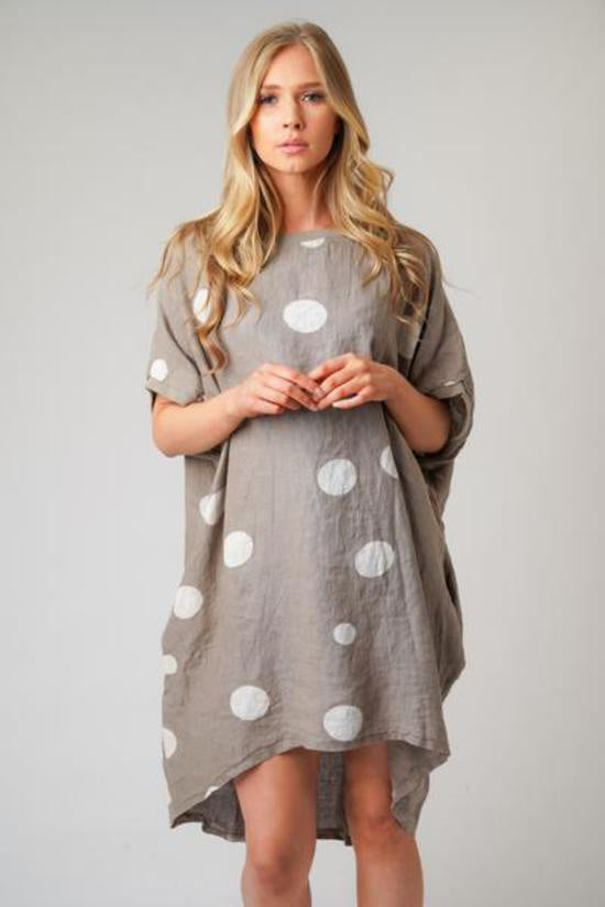 Gigi Linen Spotted Top/Dress Mocha - Simply Special Invercargill
