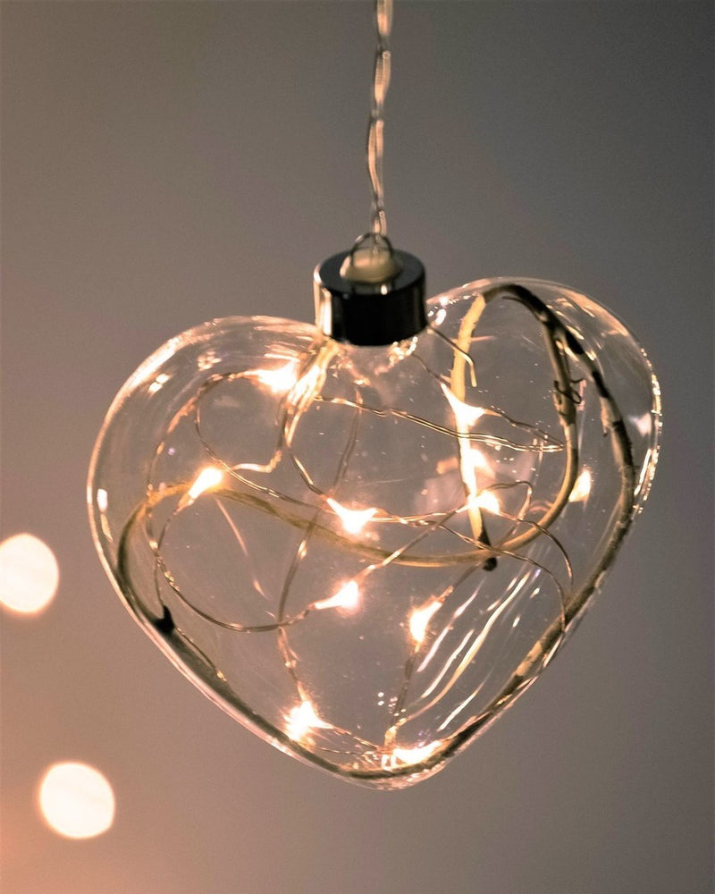 SML HANGING GLASS HEART LIGHT W/TWIGS - Simply Special Invercargill