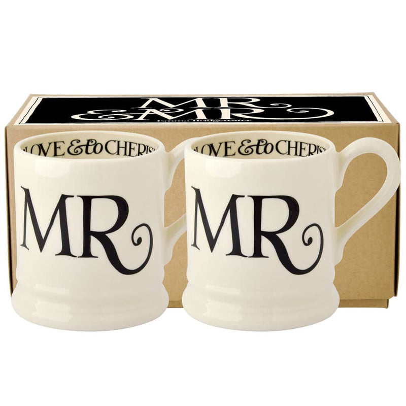 Black Toast Mr & Mr Set of 2 Half Pint Mugs