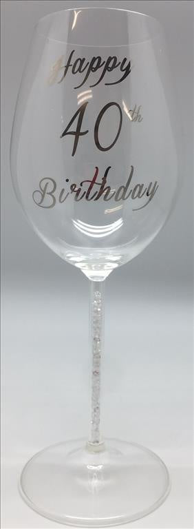 "40th Crystal Stem Wine Glass (Satin lined gift box)"