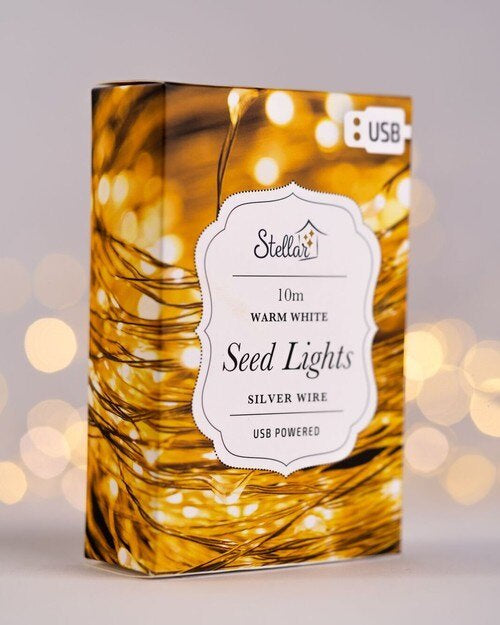 10m USB Silver Wire Warm Seedlights - Simply Special Invercargill