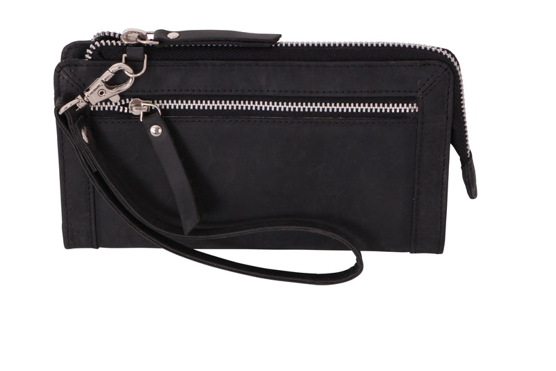 Avenue Hunteress Zip Leather Wallet - Black - Simply Special Invercargill