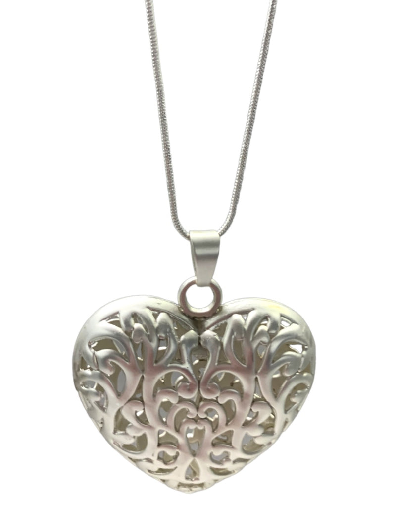 Silver Filagree Heart Necklace