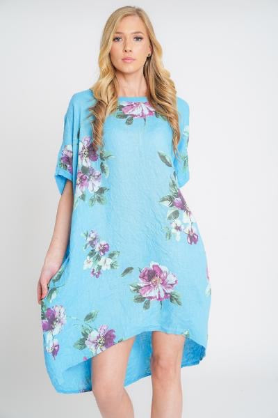 Adeline Linen Top/Dress Bright Blue - Simply Special Invercargill
