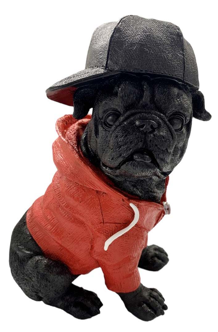 Sitting Dog with Cap and Hoody