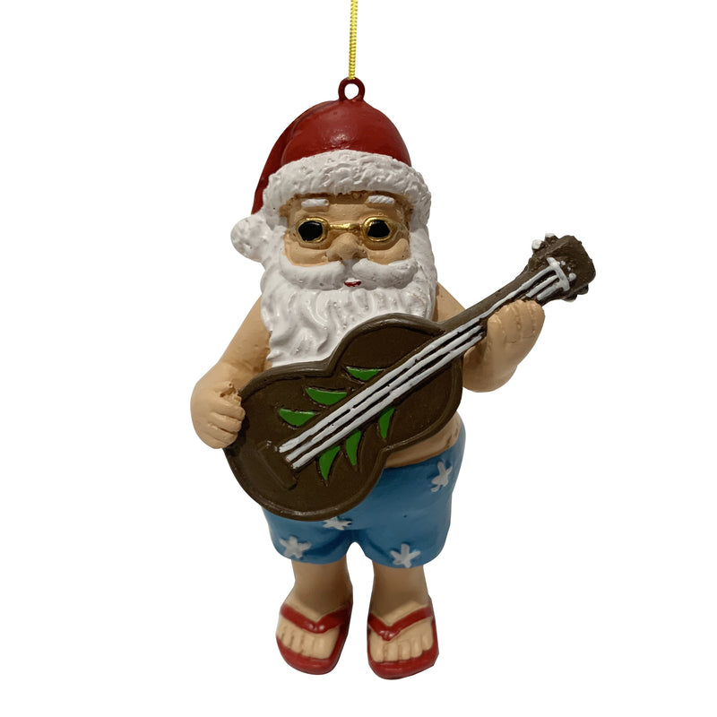 Resin Tree Hanger Summer Santa w/guitar