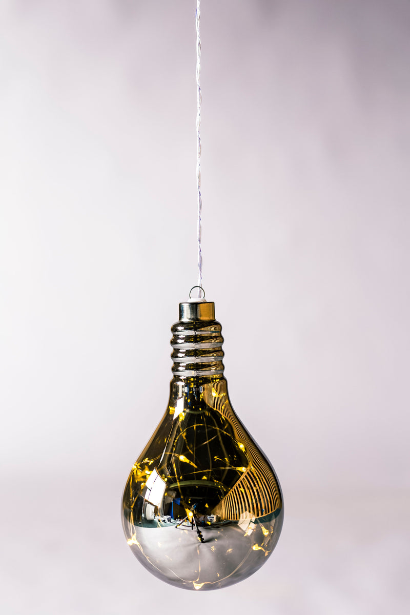 Hanging Glass Mirrored Lightbulb - Simply Special Invercargill