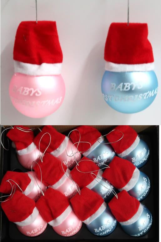 Baby's First Christmas Pink & Blue Baubles
