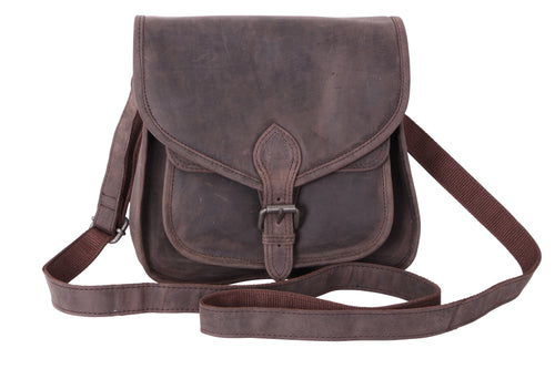 Hunter Leather Brown Cross Body Saddle Bag - Simply Special Invercargill
